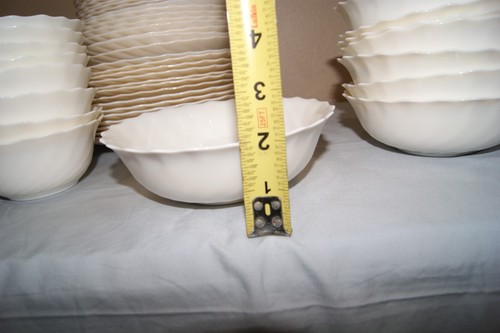 Vntg Arcopal France Milk White Glass Scallop Swirl Plates Bowls Serving Platter - Picture 5 of 23