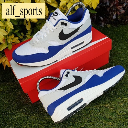 ❤ Brandneu mit Etikett & authentisch Nike® Air Max 1 Turnschuhe in weiß, blau & schwarz in UK Größe 8 - Bild 3 von 17