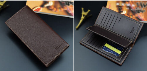 Men Women Black Leather Phone Wallet Clutch Purse Card Cash Coin Photo ID Holder - Picture 10 of 34
