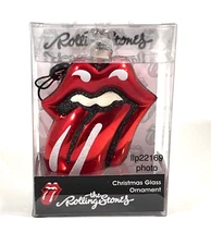 THE ROLLING STONES Glass Tongue Logo CHRISTMAS ORNAMENT Bravado Kat & Annie NEW!