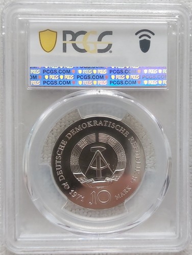 DDR EAST GERMANY SILVER 10 MARK UNC COIN 1971 YEAR KM#31 DURER PCGS MS66 - Picture 2 of 3