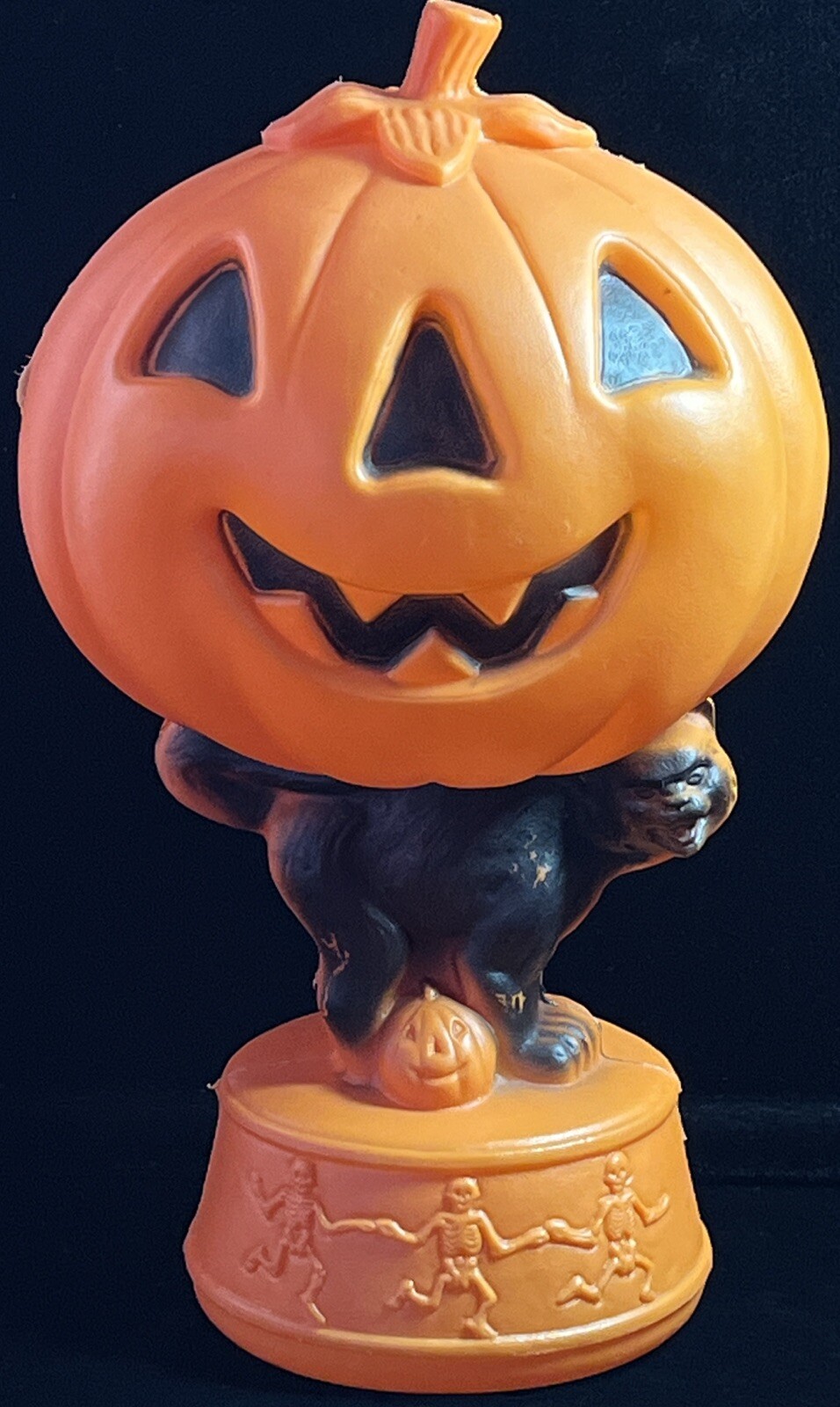 Vintage 1969 EMPIRE Halloween Pumpkin Black Cat Jack O Lantern WORKS ...