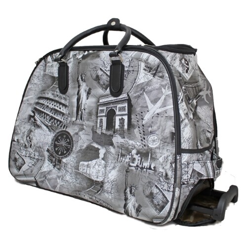 Borsa trolley unisex donna bagaglio a mano stampata floreale weekend su ruote - Foto 6 di 51