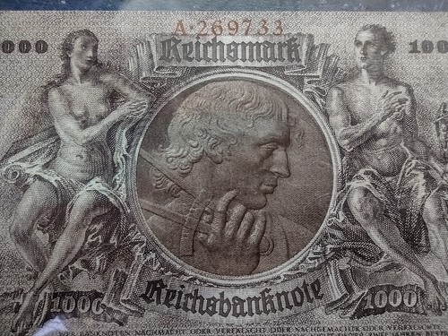 1936 Third Reich Germany 1000 Reichsmark Banknote High Grade-Rare- 25-141 - Picture 10 of 10