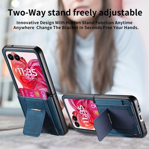 Funda de teléfono a prueba de golpes con ranura para tarjeta de cuero ultra para Motorola Razr 60 50 40 - Imagen 4 de 16