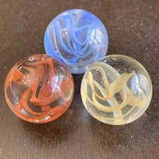 3 Vitro Agate .90 6 Vanes Caged Cats Eye Dark Gold, Pink Aqua Blue