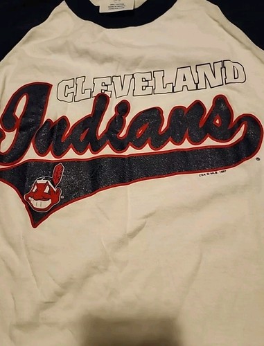 Mighty  Sports Cleveland Indians Youth M 16/18 White T-Shirt Cotton Blend - Picture 7 of 11