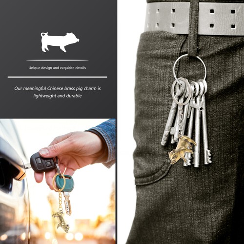 Decorazione maiale fattoria maiale chiave charm bracciali ciondolo charm figure zodiaco cinese - Foto 10 di 10