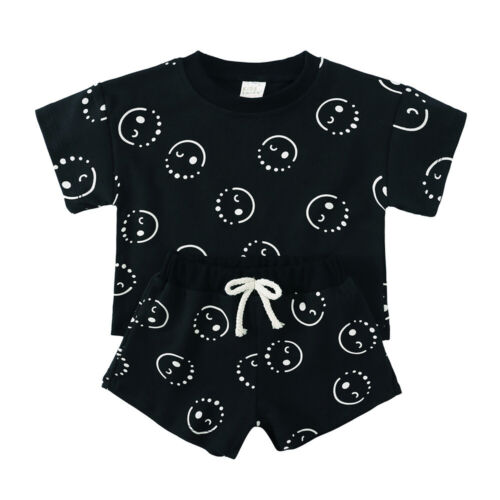 Baby Girls Boys Cotton T-Shirt +Shorts Summer Soft Clothes Set Gift - Picture 18 of 22