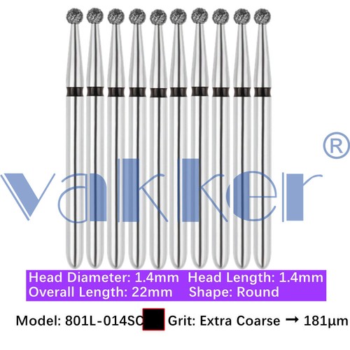 10Burs/pk Dental Diamond Burs FG Round End Taper Pear Coarse / Super Coarse Grit - Picture 169 of 204