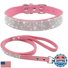 Rhinestone Dog Collar, Cute Dazzling Sparkling Soft Velvet Leather Dog Collar
