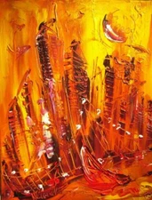 CITYSCAPE  SIGNED  Original Oil Painting on canvas IMPRESSIONIST THUYG0TU7