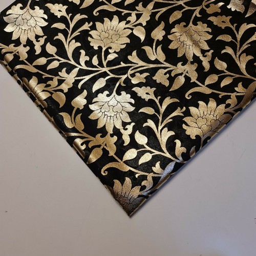 Floral Gold Foil Chiffon Sheer Crepe Material Dress Craft Drape Fabric 44" Meter - Picture 16 of 25