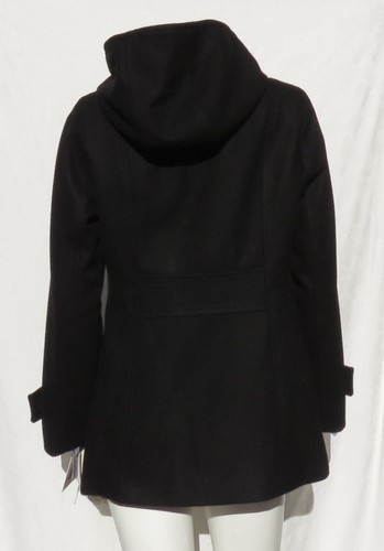 NEW $195 LONDON FOG US Women’s S Black Wool Blend Hooded Zip Front Jacket Coat - Picture 2 of 7
