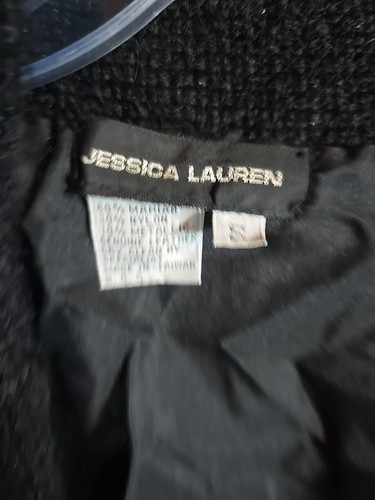 Jessica Lauren Vintage Mohair Oversized Beaded Applique Black Cowlneck Sweater S - Picture 10 of 12