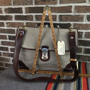 RARE-VINTAGE-1980s-BATTENKILL-CANVAS-SADDLE-LEATHER-MACBOOK-BRIEFCASE-BAG-R-898