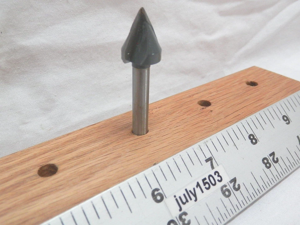 (1) NUEVA MLCS 5/8" D 60° ranura en V punta de carburo broca de enrutador vástago de 1/4" n2 Foto 2 de 4