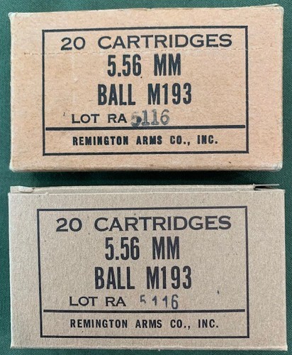 BOLA REMINGTON BRAZOS 5.56MM M193 PRINCIPIOS VIETNAM NUEVA RÉPLICA 20 CAJAS DE MUNICIÓN REDONDAS - Imagen 3 de 10