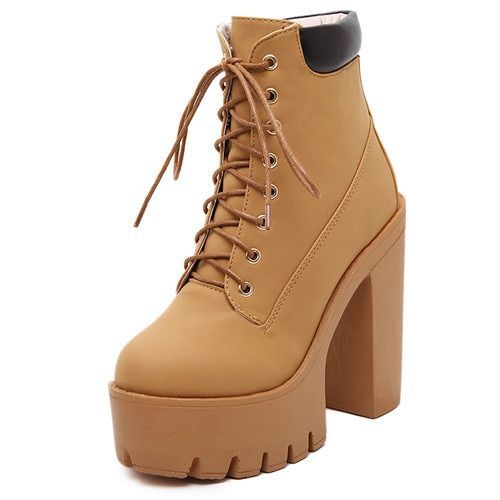 Women Boots Lace Up Thick High Square Square Square Heel Ankle Cross-tied Platform Footwear 5c9b12 Women Boots Lace Up Thick High Square Square Square Heel Ankle Cross-tied Platform Footwear 5c9b12