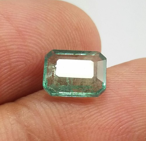 1.48 Ct Natural Emerald Full Luster Green Loose Emerald Cut Top Quality Zambian - Picture 2 of 12