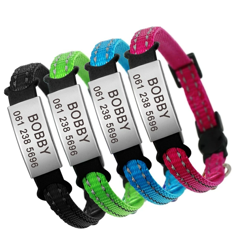 Diapositiva Personalizada en Mascota Perro Gato Etiquetas ID Grabado Nombre Personalizado Cachorro Collar Foto 2 de 4