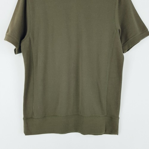 Among Equals Men L Khaki Ribbed Hem Short Sleeve Thick Shirt - Foto 7 di 10
