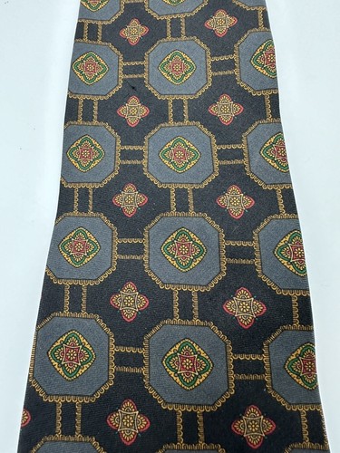 VTG Designer Ties Silk Mens Neck Tie Classic Tommy Hilfiger Luxury Gold Black - Picture 3 of 5