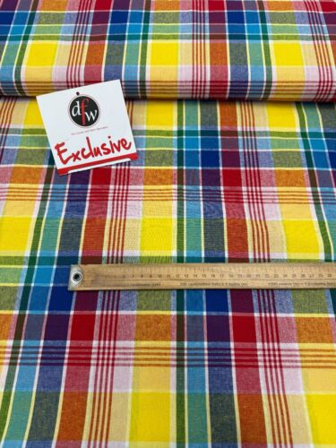 Madras Check, Coloured, Cotton, Shirting, Dressmaking, Soft, Woven cotton Fabric - Picture 10 of 12
