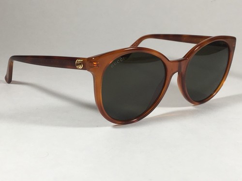 Gucci GG 3820/S 0561E Round Sunglasses Demi Orange Havana Frame Gray Green Lens - Picture 2 of 12
