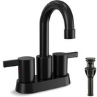 Swivel Spout 2-Handle Bathroom Lavatory Sink Faucet Matte Black with Popup Drain