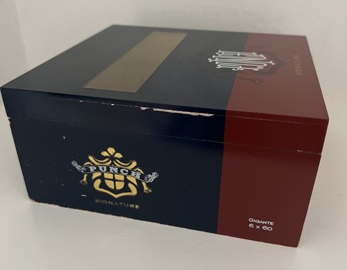 Punch Signature Torpedo Empty Wooden Cigar Box Red Navy Window 7 X 6 X 3 - Bild 3 von 9