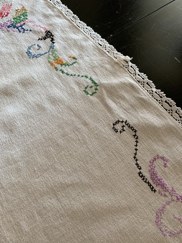 Antiguo Vintage Bordado a Mano Vestido Largo Doily 43x17 - Imagen 9 de 9
