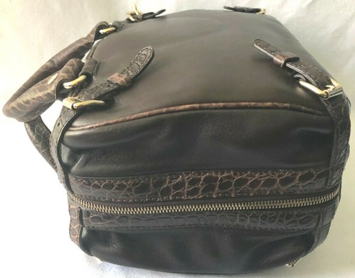 Vintage CELINE Crcocodile Embossed Brown Leather Trunkette Handbag - Picture 7 of 12
