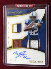 2018 Panini Immaculate Collection Nyheim Hines Rookie Patch Auto 12/99 Colts
