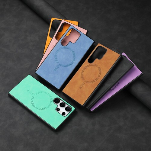 MagSafe For Samsung Galaxy S24 Ultra S23 FE A55 Leather Shockproof Case Cover - Picture 5 of 22