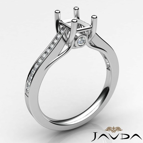 Trellis Channel Set Certified Emerald Diamond Engagement Semi Mount Ring 0.30Ctw - Picture 21 of 33