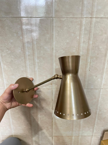 Antique Brass Cone Adjustable Wall Sconce Mid century Sputnik Light For Bedroom - Picture 2 of 9