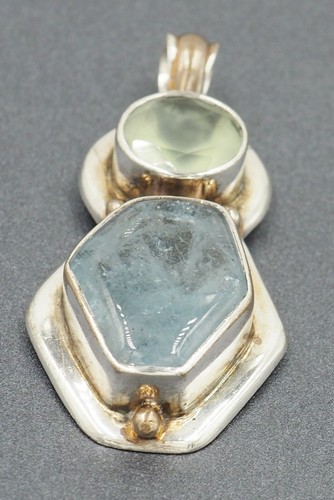 Women's 925 Sterling Silver Aquamarine & Glass Pendant - 第 2/8 張圖片