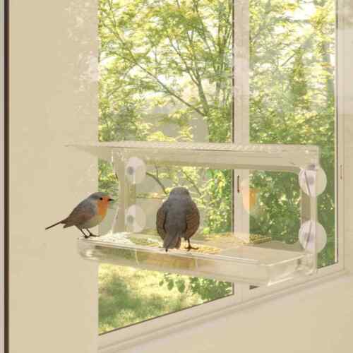 Vogelvoederbakken voor raam 2 st 30x12x15 cm acryl vidaXL - Afbeelding 1 van 9