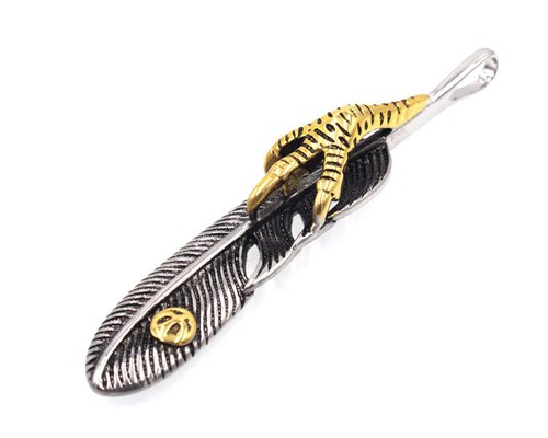 Collar Garra de Águila Para Hombre Colgante Pluma de Ángel Acero Inoxidable Dorado y Plata - Imagen 5 de 10