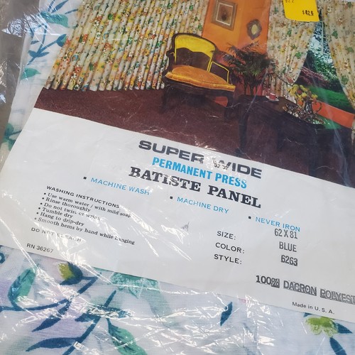NEW Vintage Super Wide Permanent Press Batiste Panel Curtain Floral 62 X 81 - Picture 2 of 3