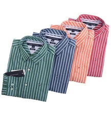 Tommy Hilfiger Men Long Sleeve Classic Fit Stripe Button Down Shirt - $0 Ship