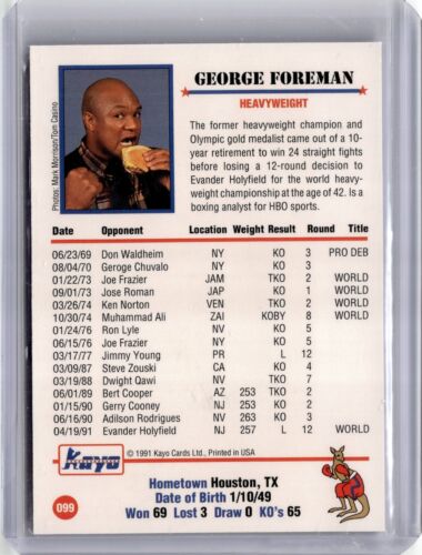 1991 George Foreman 1991 Kayo Cards ltd. George Foreman #099 - Picture 2 of 2