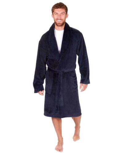 Men's Super Soft Gown Shawl Collar Luxury Robe Black Navy Sleepy Joes Gift Idea - Picture 2 of 9