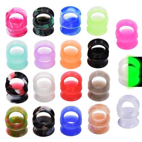 PAIR-ULTRA-THIN-TUNNELS-SOFT-SILICONE-EAR-GAUGES-PLUGS-DOUBLE-FLARED-EARLETS - Picture 3 of 32