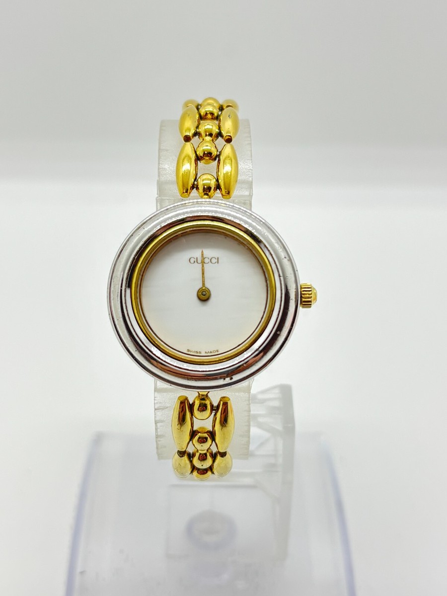 ■ 美品 ■ グッチ GUCCI Change bezel 11/12.2 Read ] GUCCI 11/12.2 Change Bezel Watch Gold Silver Dial Not