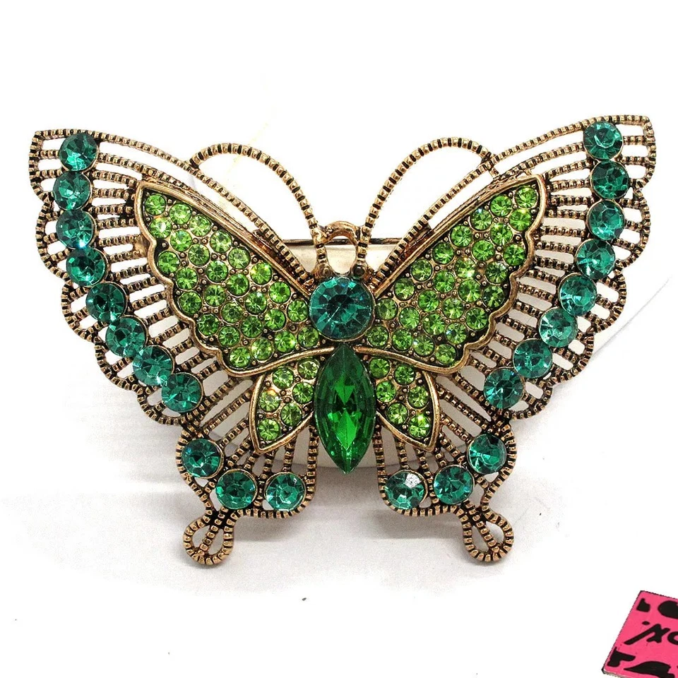 Broche Betsey Johnson Vintage Art Deco Mariposa Cristal Prendedor Foto 2 de 2