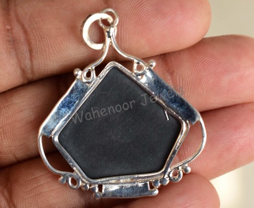 925 Sterling Silver Pendant Sparking Fire Black Opal Designer Handmade Pendant - Picture 6 of 6