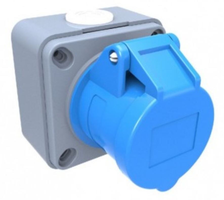 Toma de enchufe CEE-CETAC 32A 2P-T con caja superficie IP-44