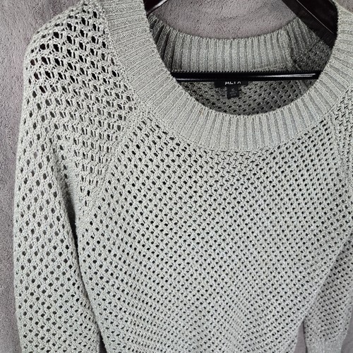 Alyx Metallic Silver Open Knit Sweater Womens XLarge Fall 2024 Fashion Trend - Picture 4 of 15